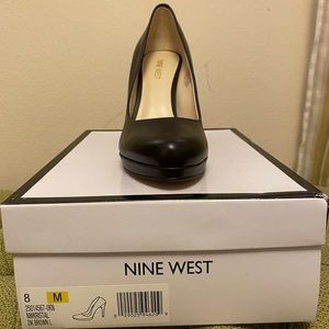 Nine West Kristal Heels, Dark Brown Leather Size 8